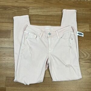Old‎ Navy Rockstar Super Skinny Mid-Rise Pink Distressed Jeans 2 Petite NEW